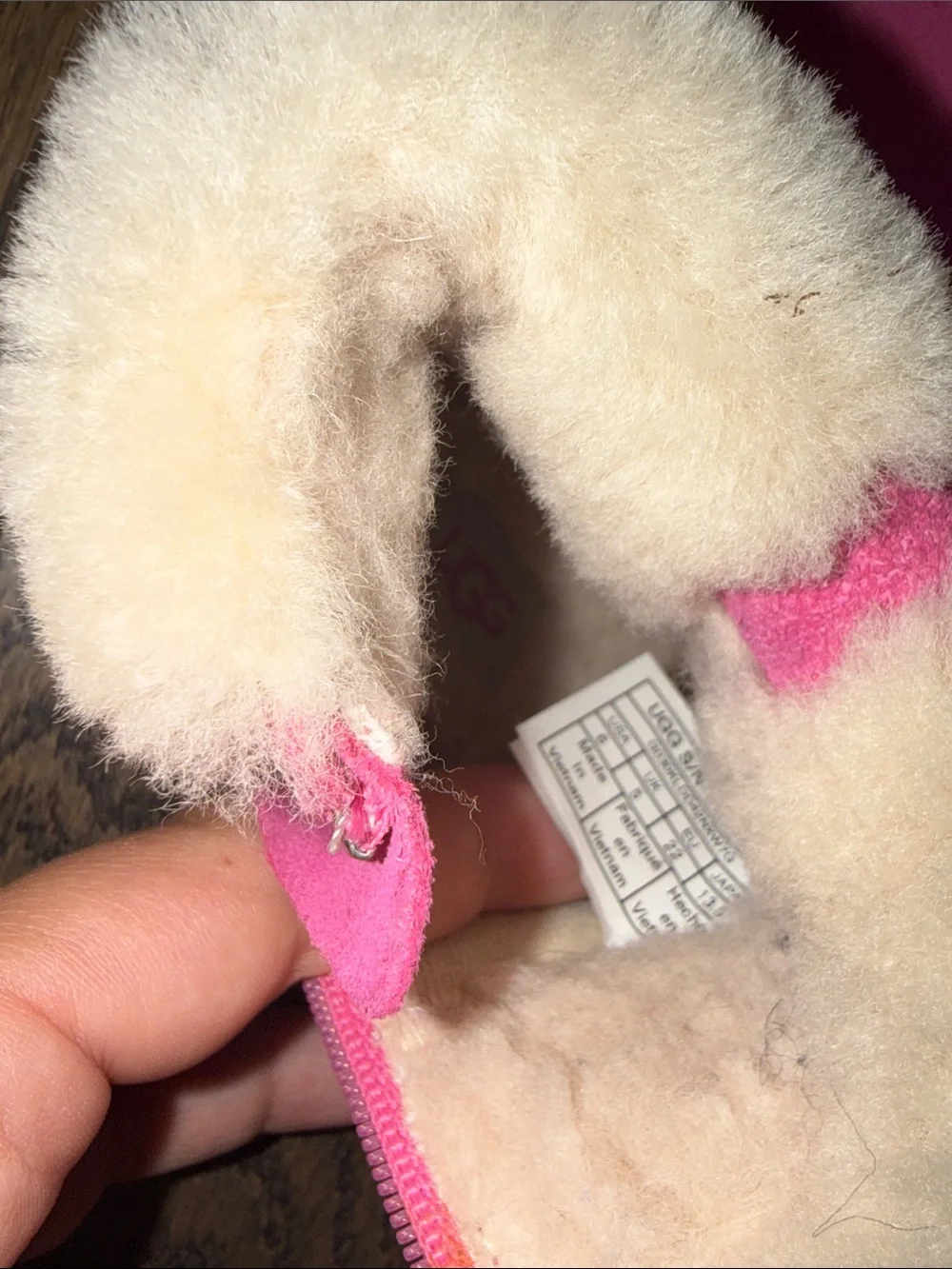 UGG Pink Shearling-Trim Kids Boots size 6 baby walker euc